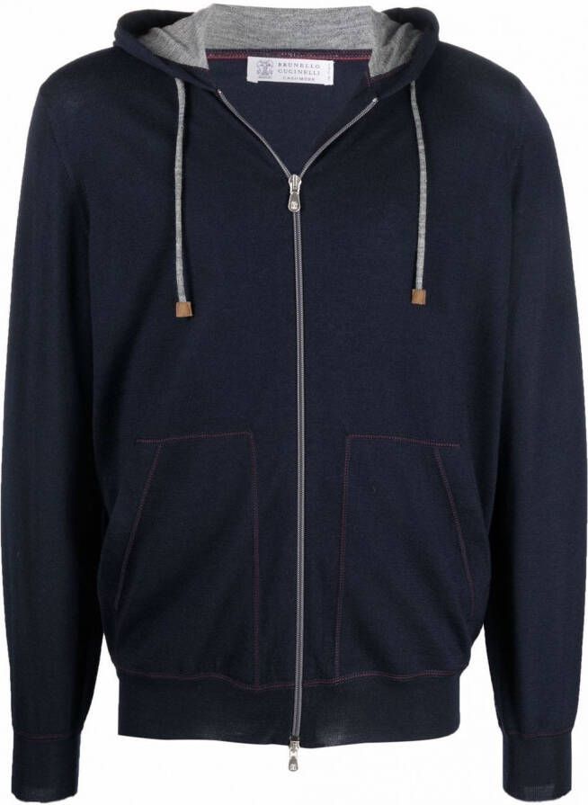 Brunello Cucinelli Hoodie met rits Blauw