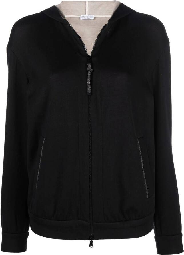 Brunello Cucinelli Hoodie met rits Zwart