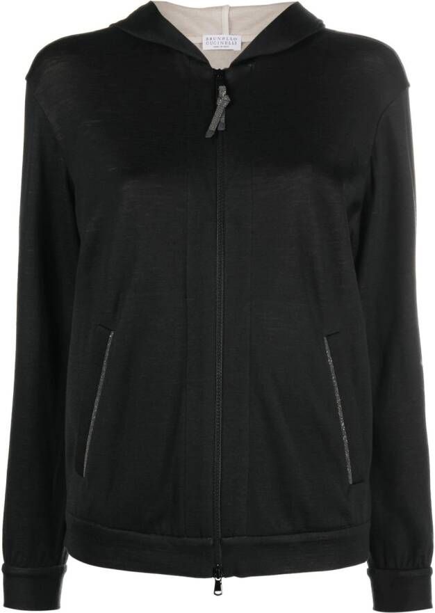 Brunello Cucinelli Hoodie met rits Zwart