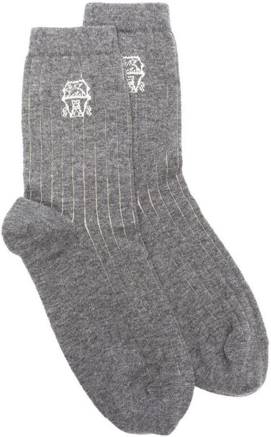 Brunello Cucinelli Intarsia sokken Grijs