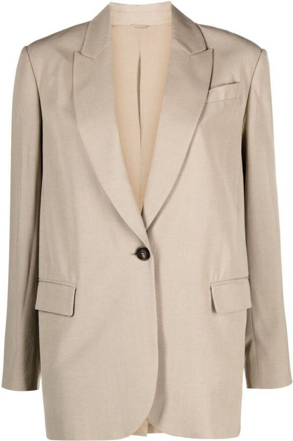 Brunello Cucinelli Jack met enkele rij knopen Bruin