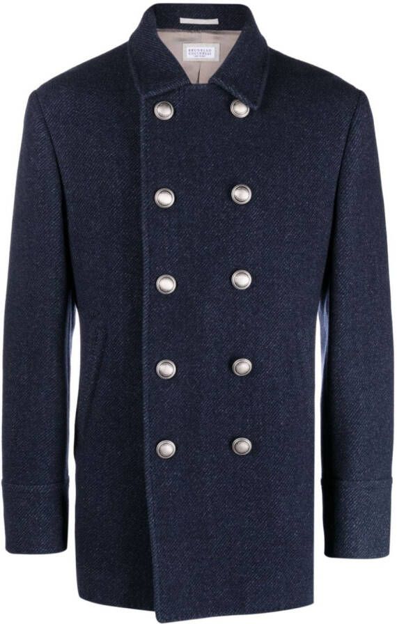 Brunello Cucinelli Jas met dubbele rij knopen Blauw