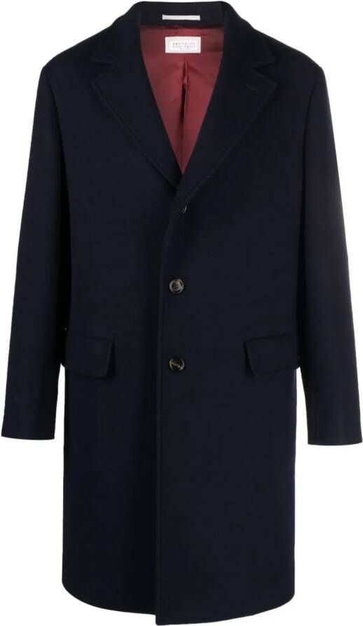 Brunello Cucinelli Jas met enkele rij knopen Blauw