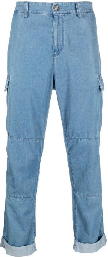 Brunello Cucinelli Jeans met cargo zak Blauw
