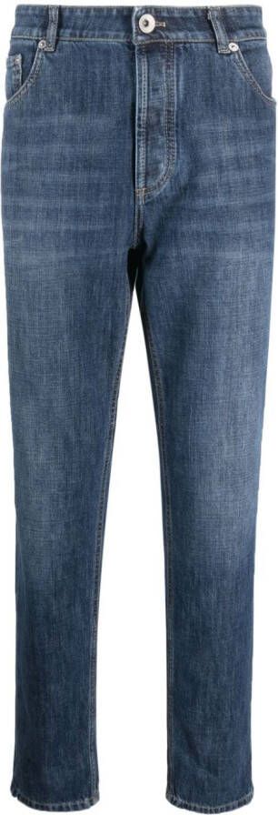 Brunello Cucinelli Jeans met toelopende pijpen Blauw