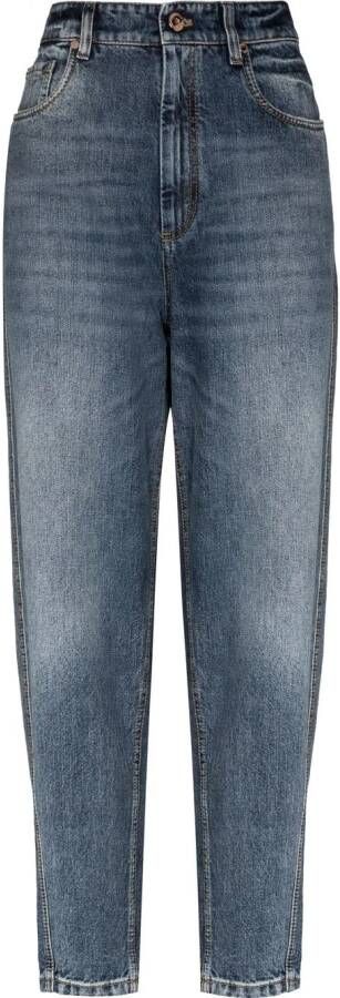 Brunello Cucinelli Jeans met toelopende pijpen Blauw