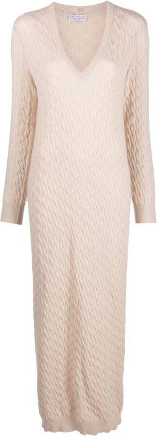 Brunello Cucinelli Jurk met V-hals Beige