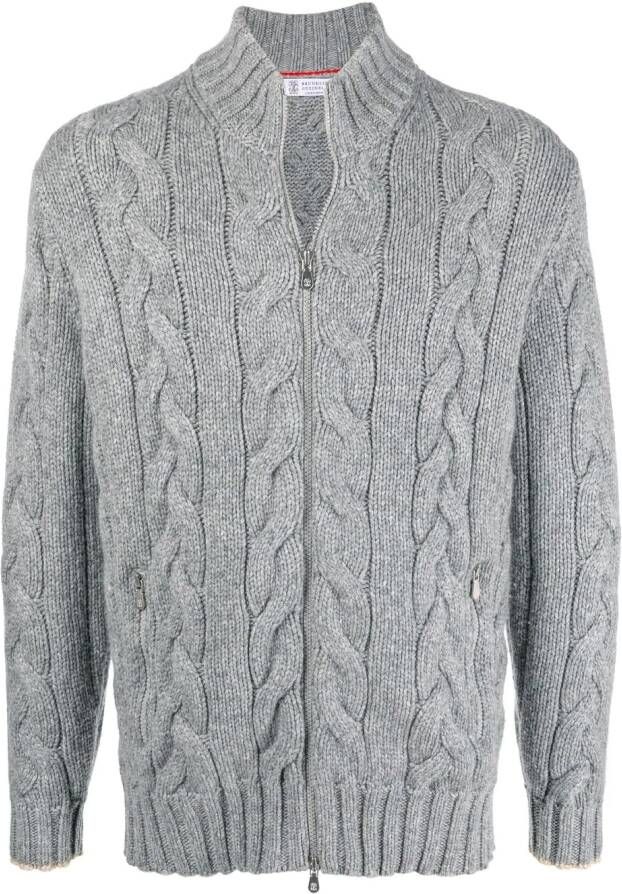 Brunello Cucinelli Kabelgebreid vest Grijs