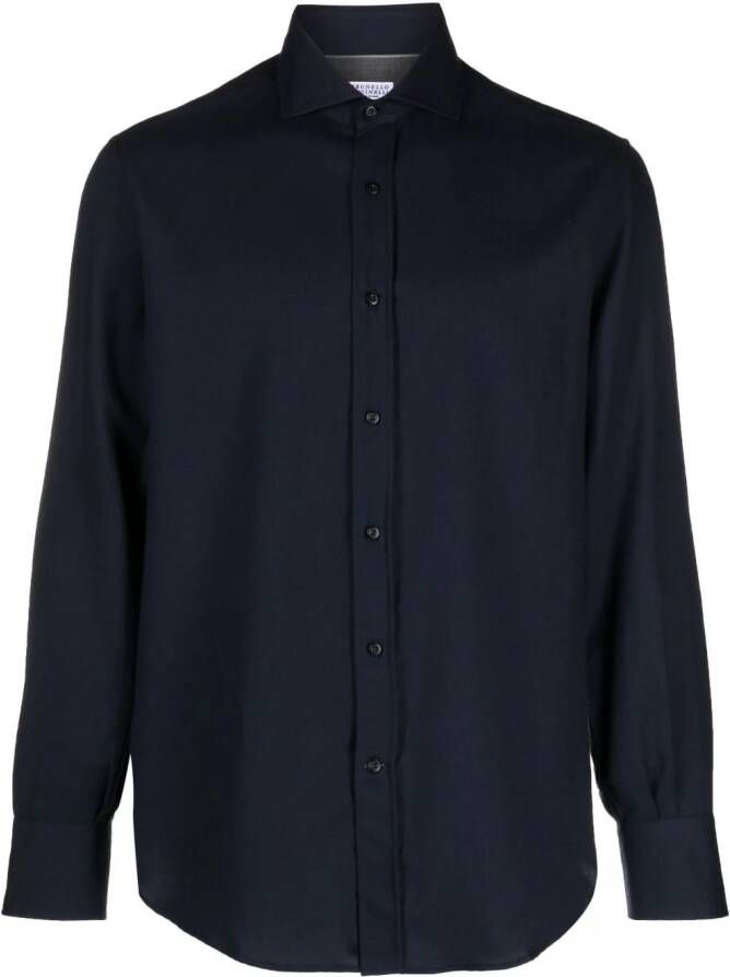 Brunello Cucinelli Kasjmier overhemd Blauw
