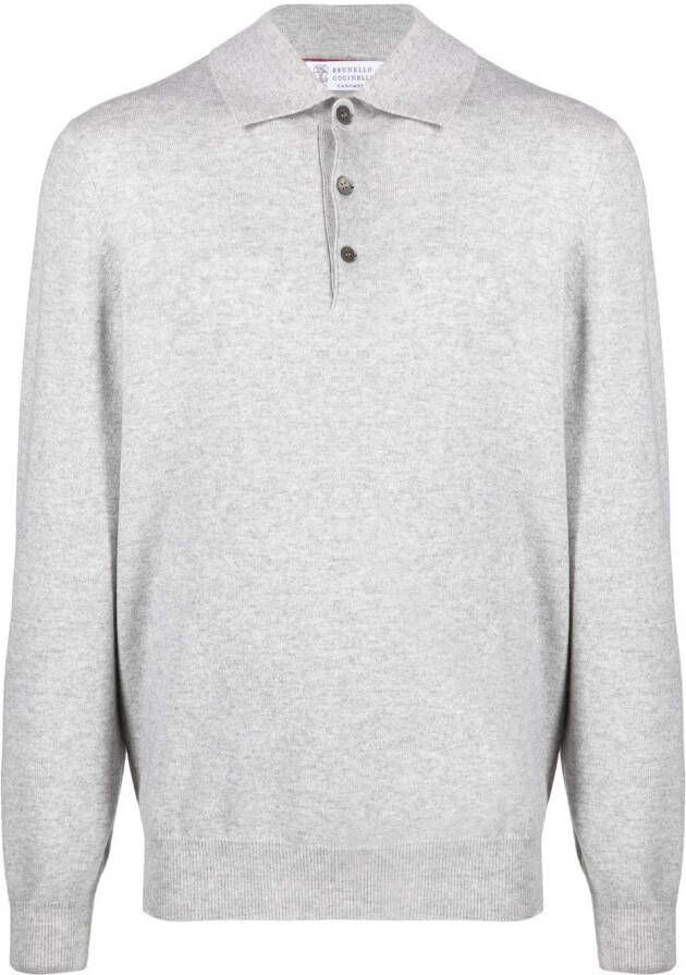Brunello Cucinelli Kasjmier poloshirt Grijs