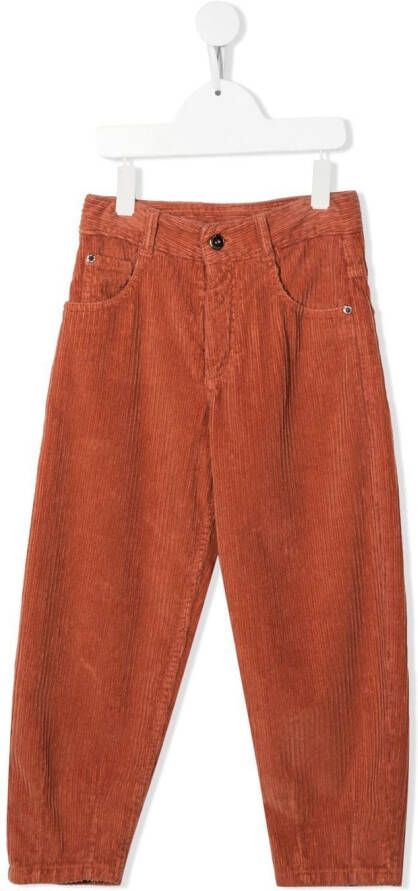 Brunello Cucinelli Kids Ribfluwelen jeans Oranje