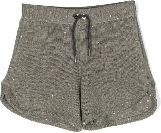 Brunello Cucinelli Kids Shorts met trekkoordtaille Groen