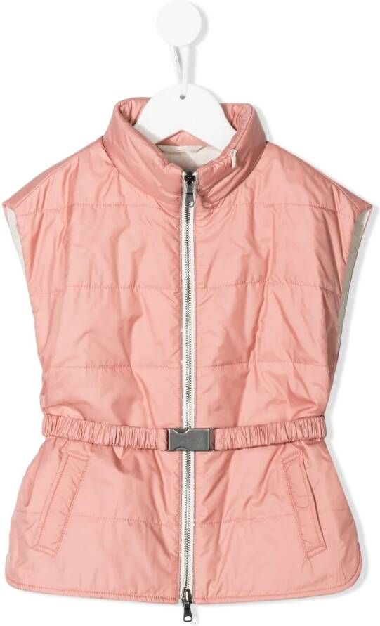 Brunello Cucinelli Kids Bodywarmer met ceintuur Roze