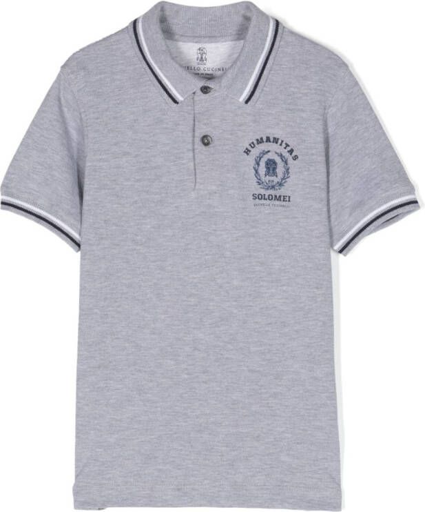 Brunello Cucinelli Kids Poloshirt met logoprint Grijs