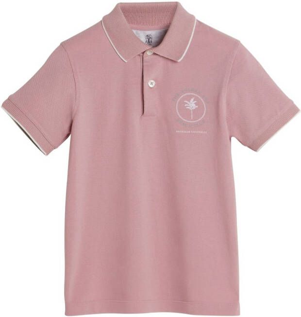 Brunello Cucinelli Kids Poloshirt met geborduurd logo Roze
