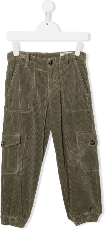 Brunello Cucinelli Kids Ribfluwelen broek Groen