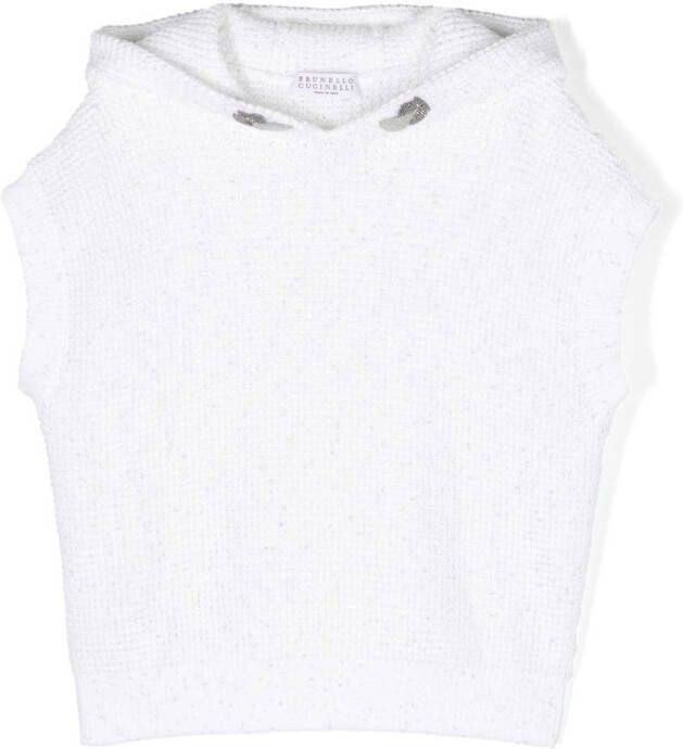 Brunello Cucinelli Kids Sweater verfraaid met pailletten Wit