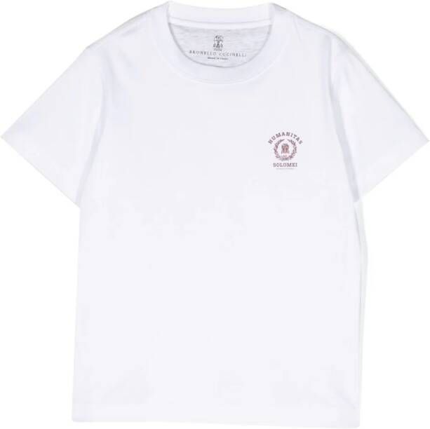 Brunello Cucinelli Kids T-shirt met logoprint Wit