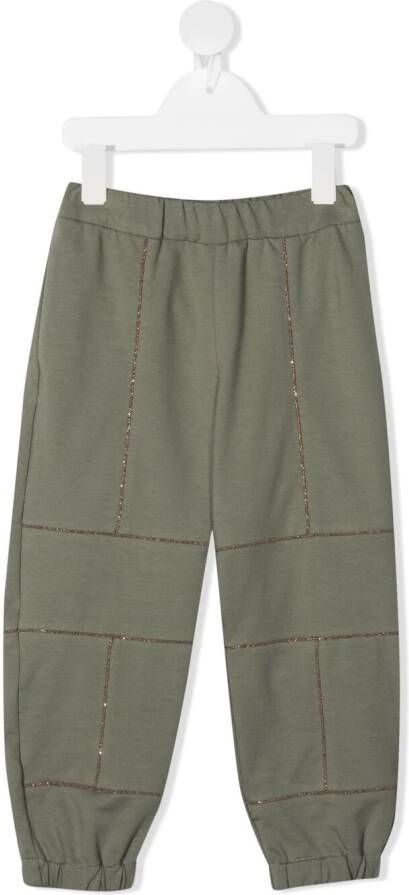 Brunello Cucinelli Kids Trainingsbroek met kralen Groen