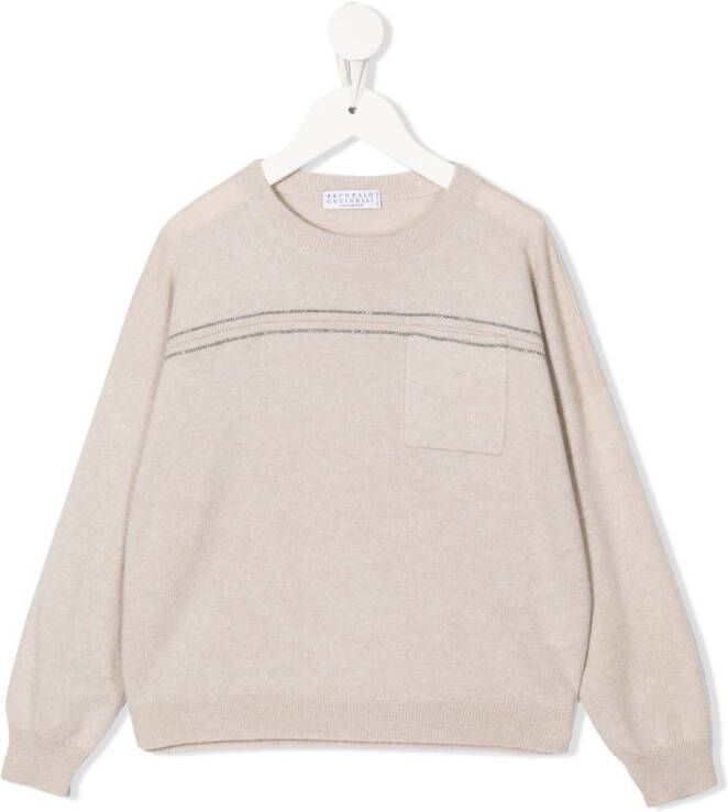 Brunello Cucinelli Kids Trui met ronde hals Beige