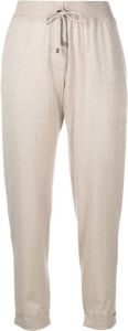 Brunello Cucinelli knitted lamé-thread trousers Beige