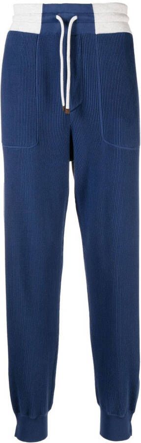 Brunello Cucinelli Gebreide trainingsbroek Blauw