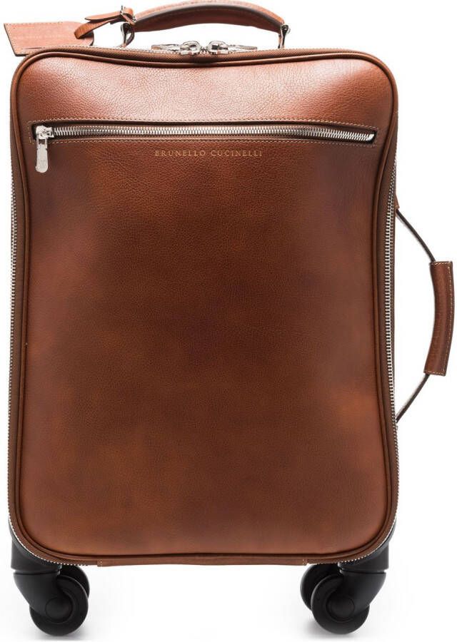 Brunello Cucinelli Koffer met logo-reliëf Bruin