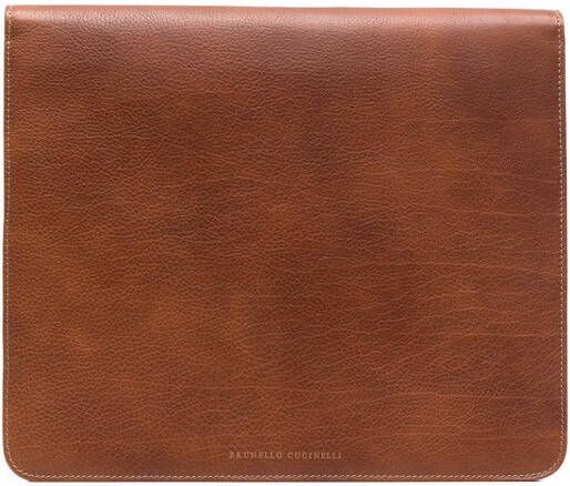 Brunello Cucinelli Laptoptas met rits Bruin