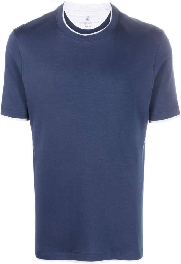 Brunello Cucinelli Gelaagd T-shirt Blauw