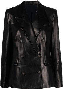 Brunello Cucinelli double-breasted leather jacket BLACK