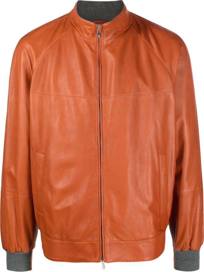 Brunello Cucinelli Leren jack Oranje