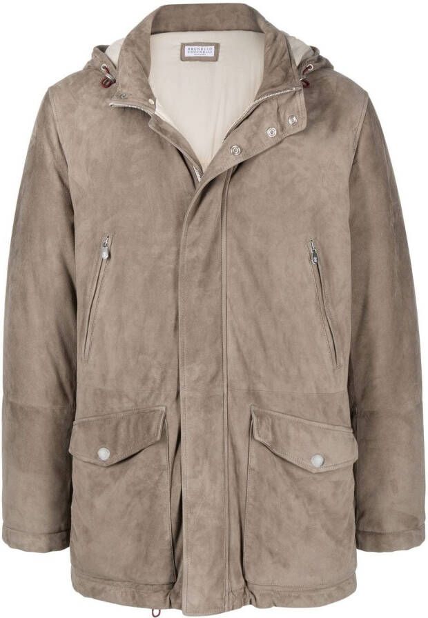 Brunello Cucinelli Leren jas Grijs