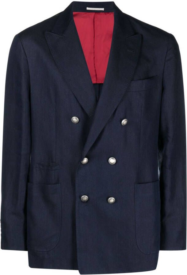 Brunello Cucinelli Linnen blazer Blauw