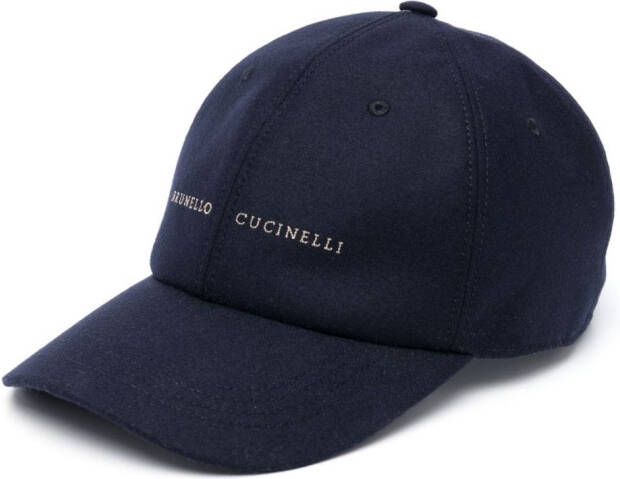 Brunello Cucinelli Honkbalpet met geborduurd logo Blauw
