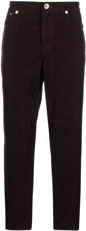 Brunello Cucinelli Broek met geborduurd logo Paars