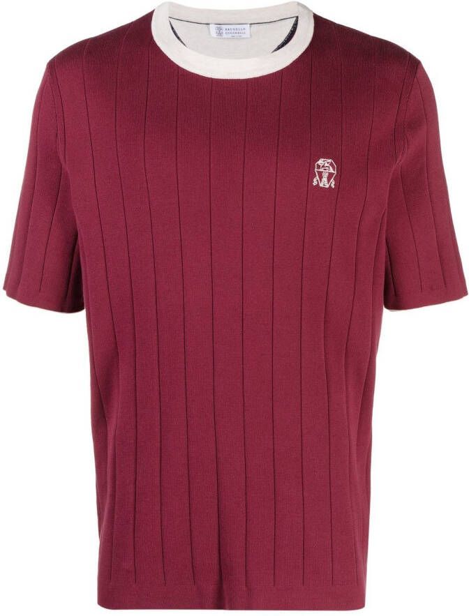 Brunello Cucinelli Trui met geborduurd logo Rood