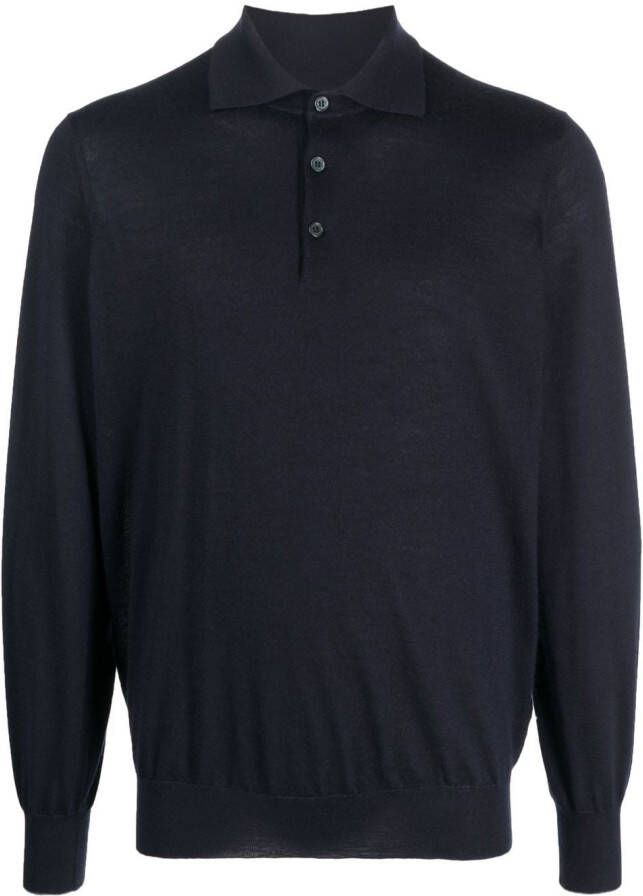 Brunello Cucinelli Poloshirt met lange mouwen Blauw