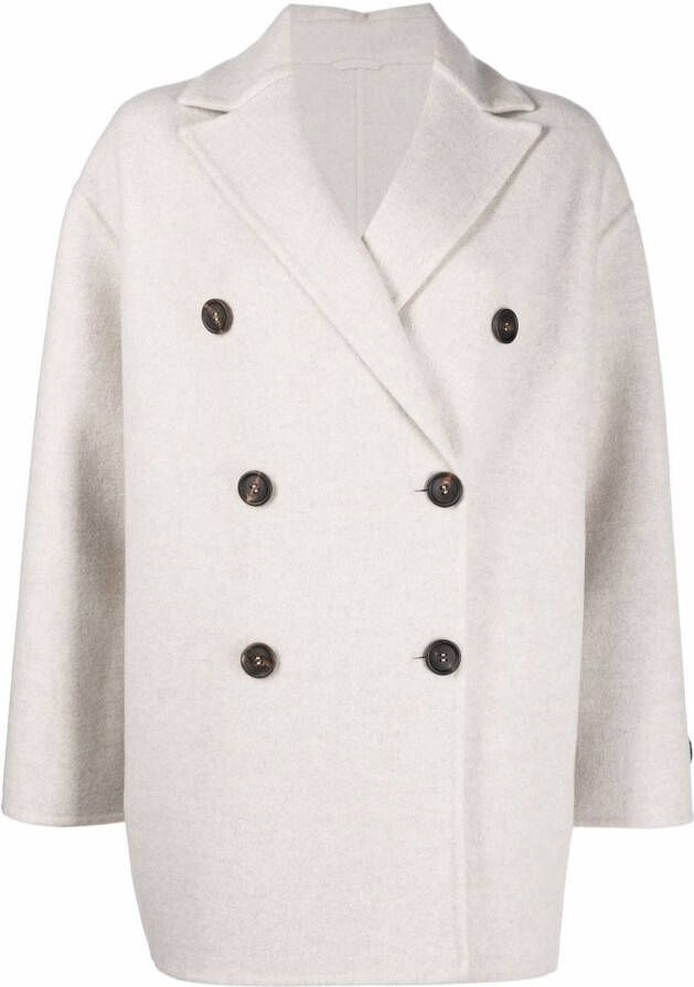 Brunello Cucinelli Mantel met dubbele rij knopen Grijs