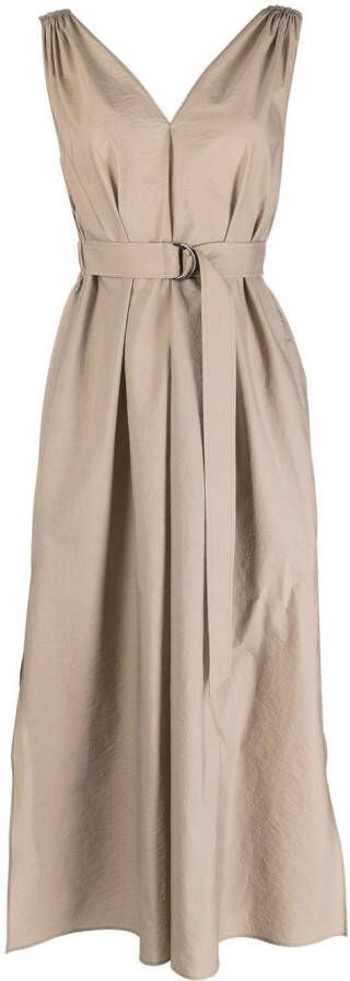 Brunello Cucinelli Maxi-jurk met ceintuur Beige