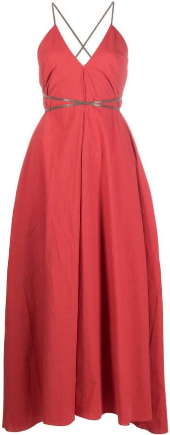 Brunello Cucinelli Maxi-jurk met open rug C2995 RED