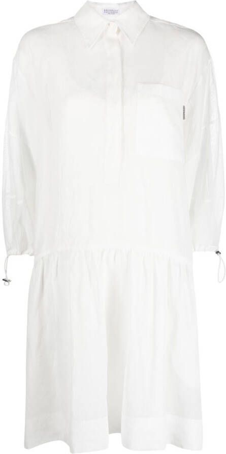 Brunello Cucinelli Maxi-jurk met pofmouwen Wit