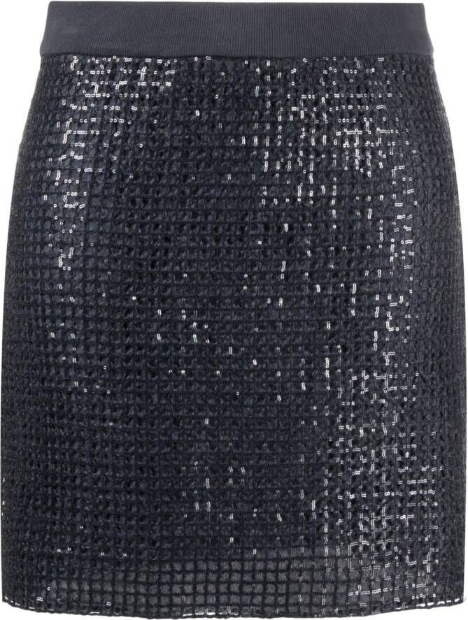 Brunello Cucinelli Mini-rok verfraaid met pailletten Grijs