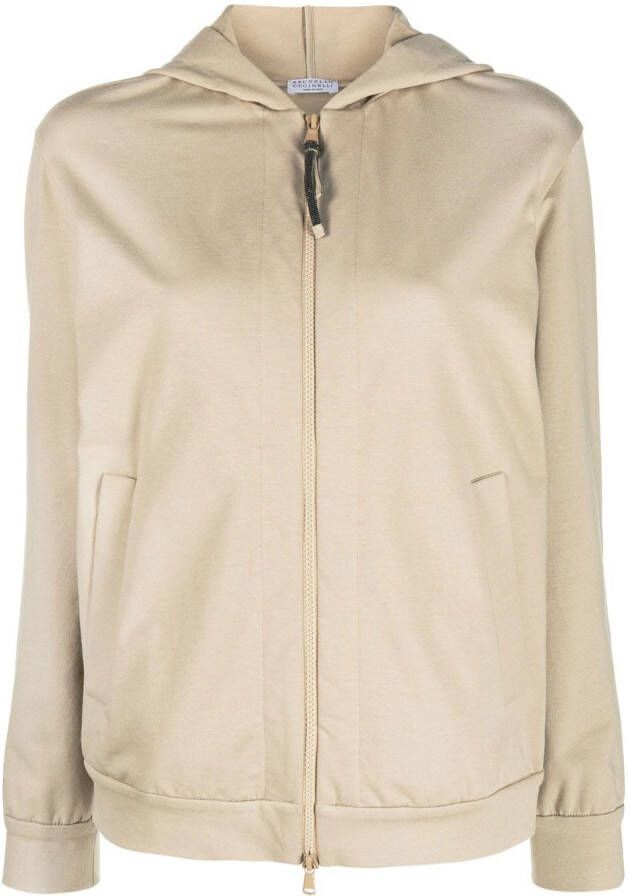 Brunello Cucinelli Hoodie met rits Beige