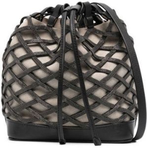 Brunello Cucinelli Monili-embellished leather bucket bag Zwart