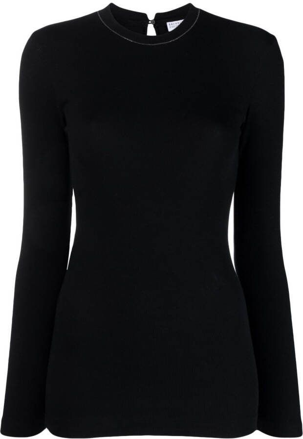 Brunello Cucinelli Top met lange mouwen Zwart
