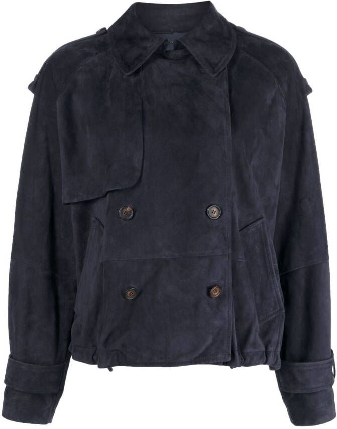 Brunello Cucinelli Suède jack Blauw