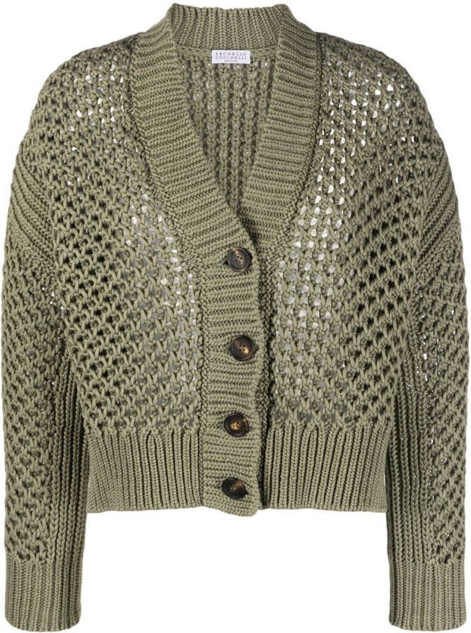 Brunello Cucinelli Opengebreid vest Groen