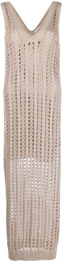 Brunello Cucinelli Opengebreide maxi-jurk Beige