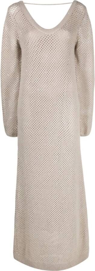 Brunello Cucinelli Opengebreide maxi-jurk Beige