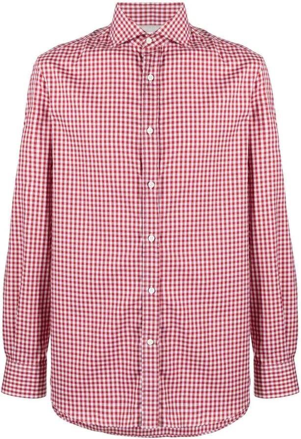 Brunello Cucinelli Overhemd met gingham-print Rood